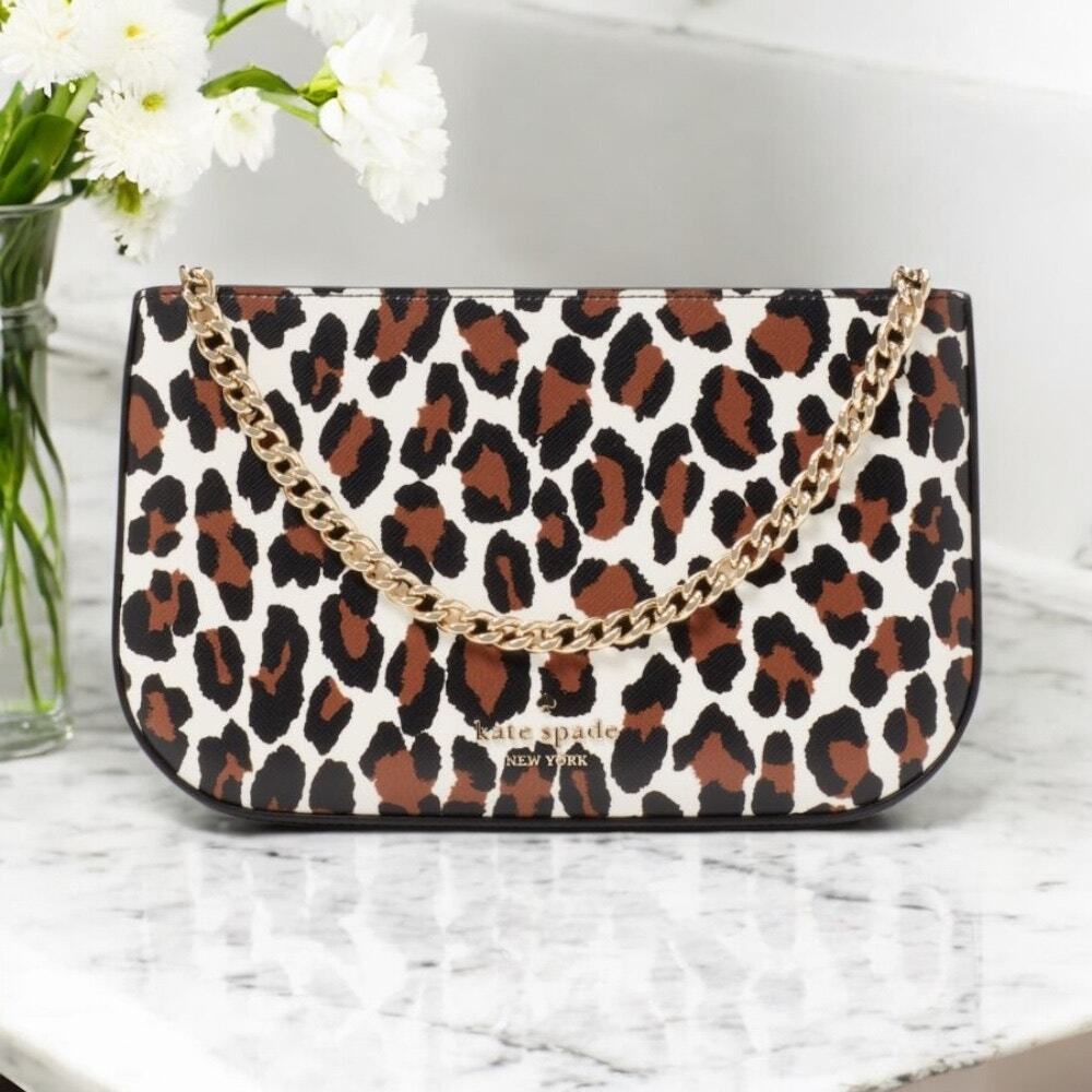 Kate Spade Madison Spotted Leopard Pochette Purse KH779